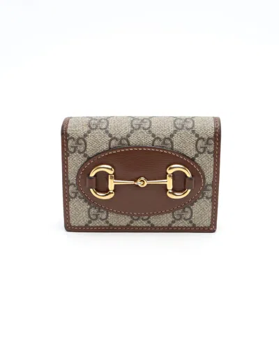 Gucci Gg Supreme Horsebit Wallet In Brown