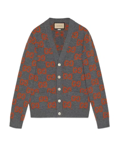 Gucci Gg Supreme Intarsia Cardigan In Black