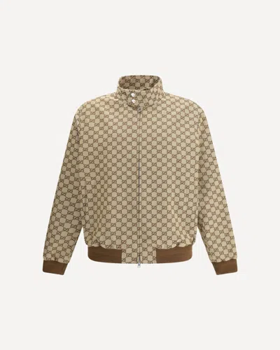 Gucci Beige Cotton Shell Jacket In Multi