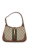 Gucci Jackie 1961 Small Webbing-trimmed Coated-canvas And Leather Shoulder Bag In Beige