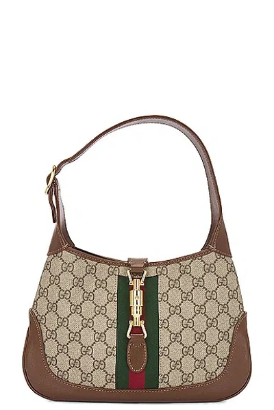 Gucci Jackie 1961 Small Webbing-trimmed Coated-canvas And Leather Shoulder Bag In Neutrals