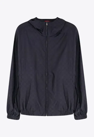 Gucci Gg Supreme Jacquard Windbreaker Jacket In Blue