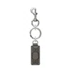 Gucci Mini Supreme Fabric Key Ring With Leather Details In Black