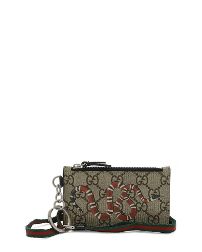 Gucci Gg Supreme Kingsnake Coin Case Card Holder (authentic Pre-loved) In Gray