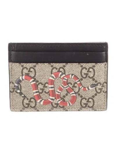 Pre-owned Gucci Gg Supreme Kingsnake Gg Supreme Card Holder In Neutral