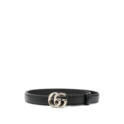 Gucci Gg Supreme Leather Belt In Black