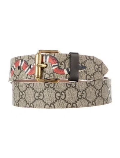 Pre-owned Gucci Gg Supreme Leather Belt In Brown