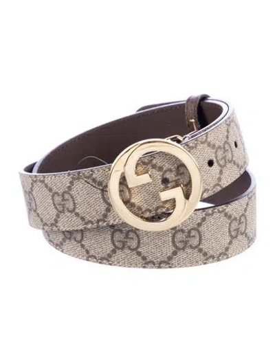 Pre-owned Gucci Gg Supreme Leather Belt Kit W/ Tags In Neutrals
