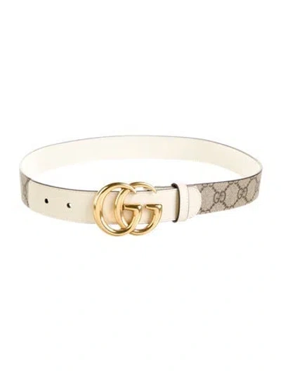 Pre-owned Gucci Gg Supreme Leather Belt In Neutral