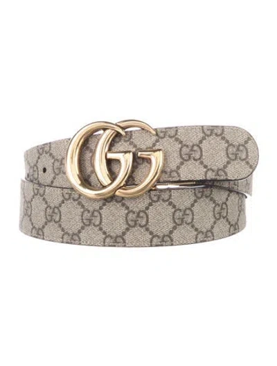 Pre-owned Gucci Gg Supreme Leather Belt In Neutral
