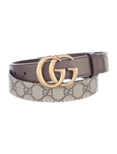 Pre-owned Gucci Gg Supreme Leather Belt W/ Tags In Neutral