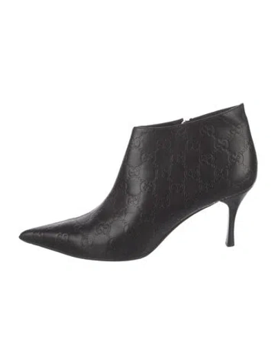 Pre-owned Gucci Gg Supreme Leather Boots In Black