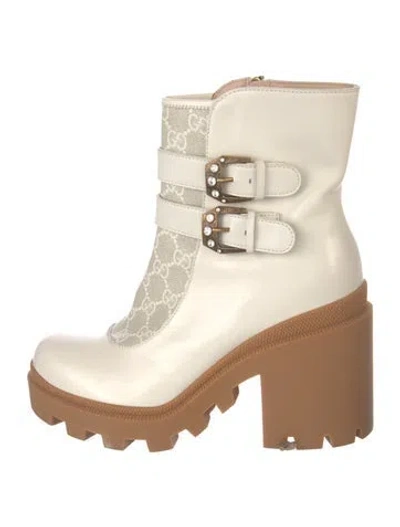 Pre-owned Gucci Gg Supreme Leather Boots In Neutral