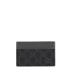 Gucci Two Tone Gg Supreme Card Holder In Black