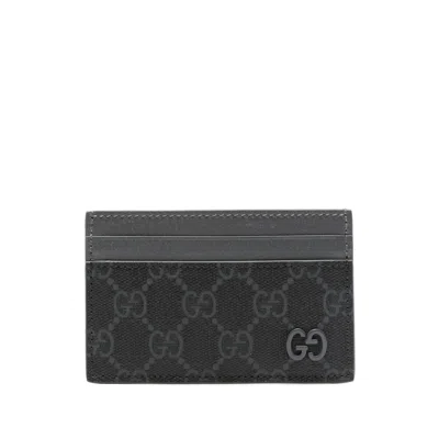 Gucci Gg Supreme Leather Cardholder In Gray
