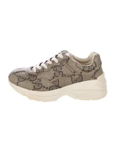 Pre-owned Gucci Gg Supreme Leather Chunky Sneakers In Neutral
