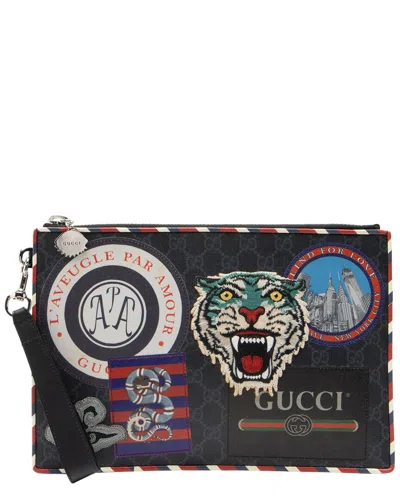 Gucci Gg Supreme Leather Clutch In Pattern