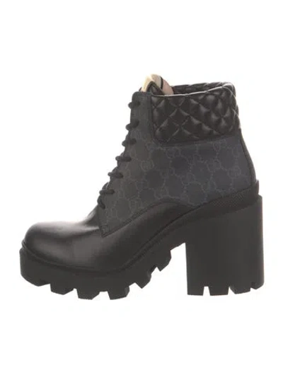Pre-owned Gucci Gg Supreme Leather Combat Boots In Multi