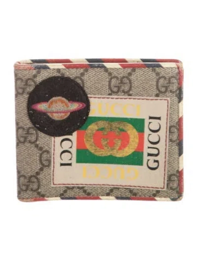Pre-owned Gucci Gg Supreme Leather Compact Wallet In Neutral