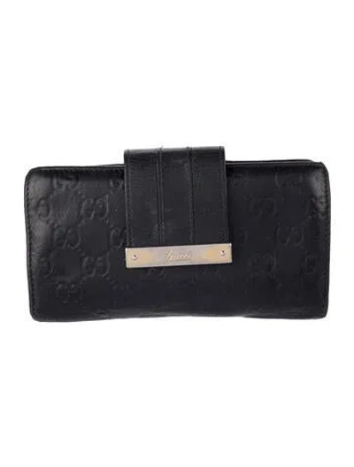Pre-owned Gucci Gg Supreme Leather Continental Wallet In Black