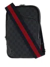 Gucci Gg Supreme Leather Crossbody Bag In Black