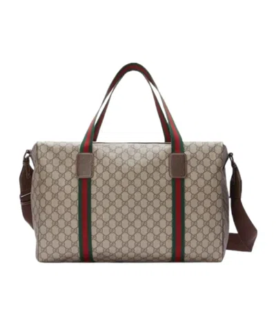 Gucci Gg Supreme Leather Duffle Bag In Green