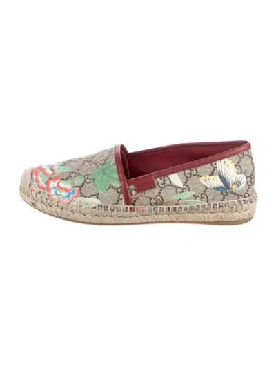 Pre-owned Gucci Gg Supreme Leather Espadrilles In Neutral