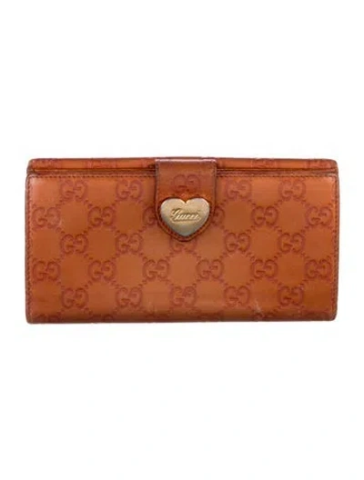 Pre-owned Gucci Gg Supreme Leather French Purse In Brown