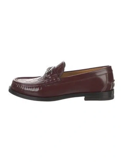 Pre-owned Gucci Gg Supreme Leather Loafers W/ Tags In Burgundy