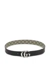 Gucci Gg Supreme Leather Reversible Belt In Black