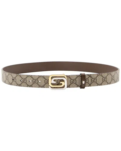 Pre-owned Gucci Gg Supreme Leather Reversible Interlocking G Belt (authentic Pre-loved)