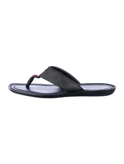 Pre-owned Gucci Gg Supreme Leather Sandals In Black