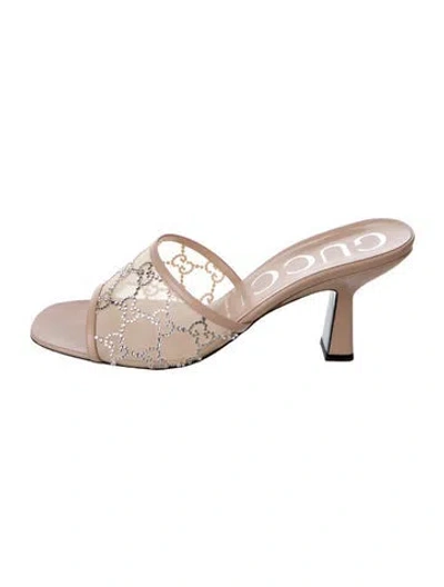Pre-owned Gucci Gg Supreme Leather Slides In Clear/neutrals