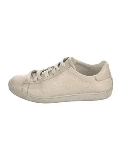 Pre-owned Gucci Gg Supreme Leather Sneakers In Neutral