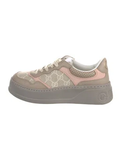 Pre-owned Gucci Gg Supreme Leather Sneakers In Neutral