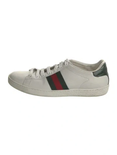 Pre-owned Gucci Gg Supreme Leather Sneakers In White