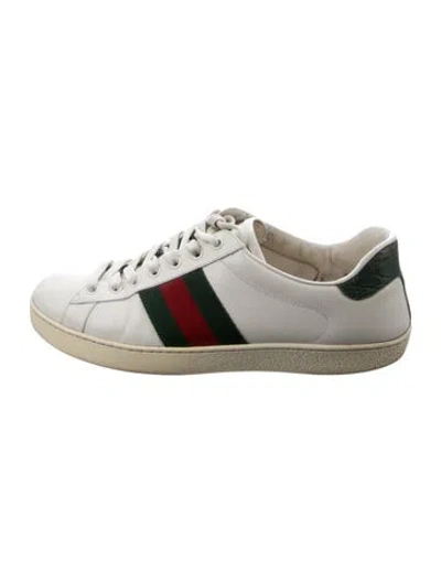 Pre-owned Gucci Gg Supreme Leather Sneakers In White