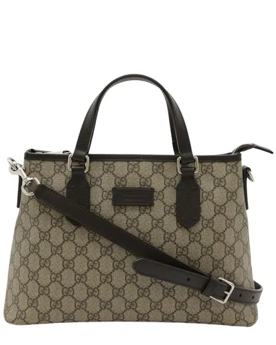Gucci Gg Supreme Leather Tote Bag 2way (authentic Pre-loved) In Brown