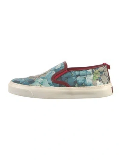 Pre-owned Gucci Gg Supreme Leather Trim Embellishment Sneakers In Blue