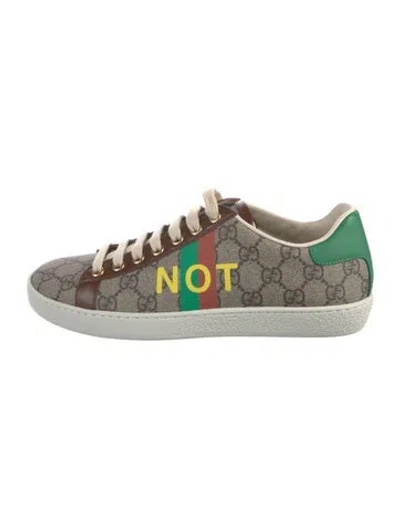 Pre-owned Gucci Gg Supreme Leather Trim Embellishment Sneakers In Brown