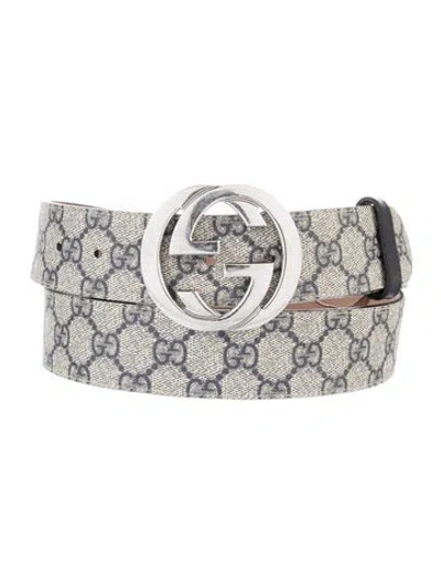 Pre-owned Gucci Gg Supreme Leather Waist Belt In Blue