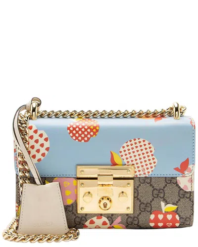 Pre-owned Gucci Gg Supreme Les Pommes Padlock Small Shoulder Bag (authentic Pre-loved)
