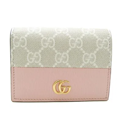 Pre-owned Gucci Gg Supreme Light Beige Pink Gg Supreme Leather Wallet (bi-fold) ()