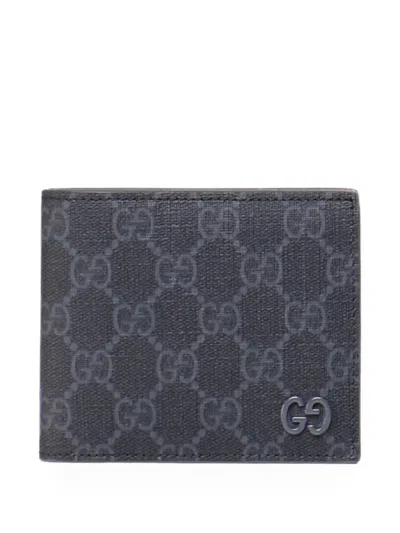 Gucci Gg Supreme Logo-plaque Wallet In Black