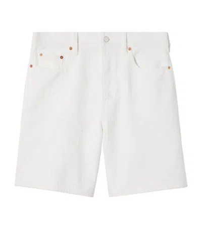 Gucci Gg Supreme Low-rise Jean Shorts In White