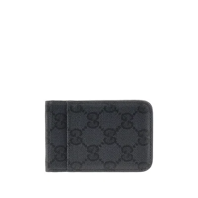 Gucci Gg Supreme Magnetic Card Holder In Black