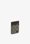 Gucci Gg Supreme Magnetic Cardholder In Brown