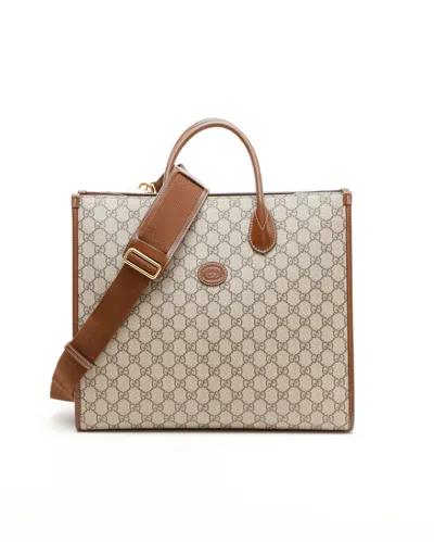 Gucci Gg Supreme Medium Interlocking Tote Bag In Purple