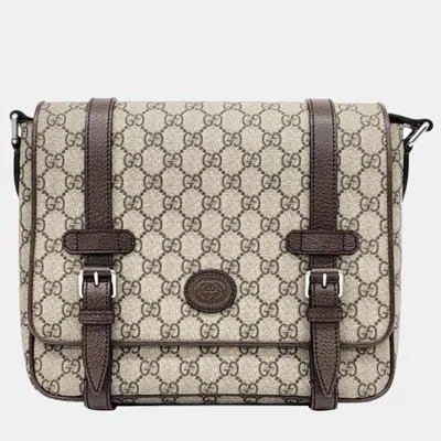 Pre-owned Gucci Gg Supreme Messenger Bag (658542) In Beige