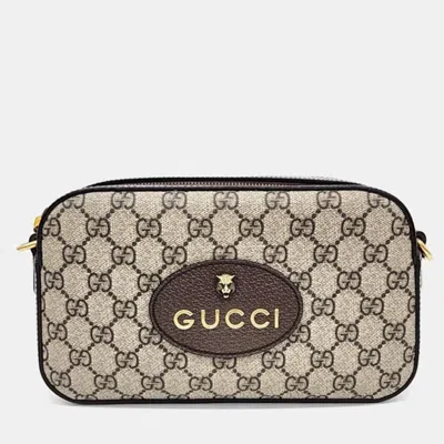Pre-owned Gucci Gg Supreme Messenger Bag In Beige